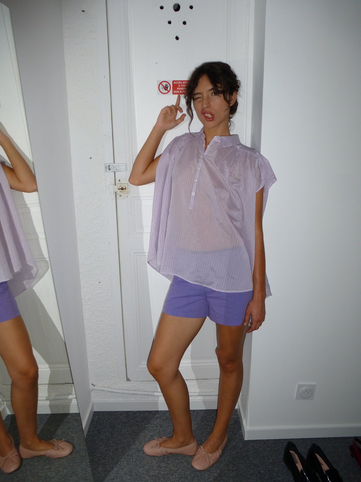 Blouse Yuna rayée rose