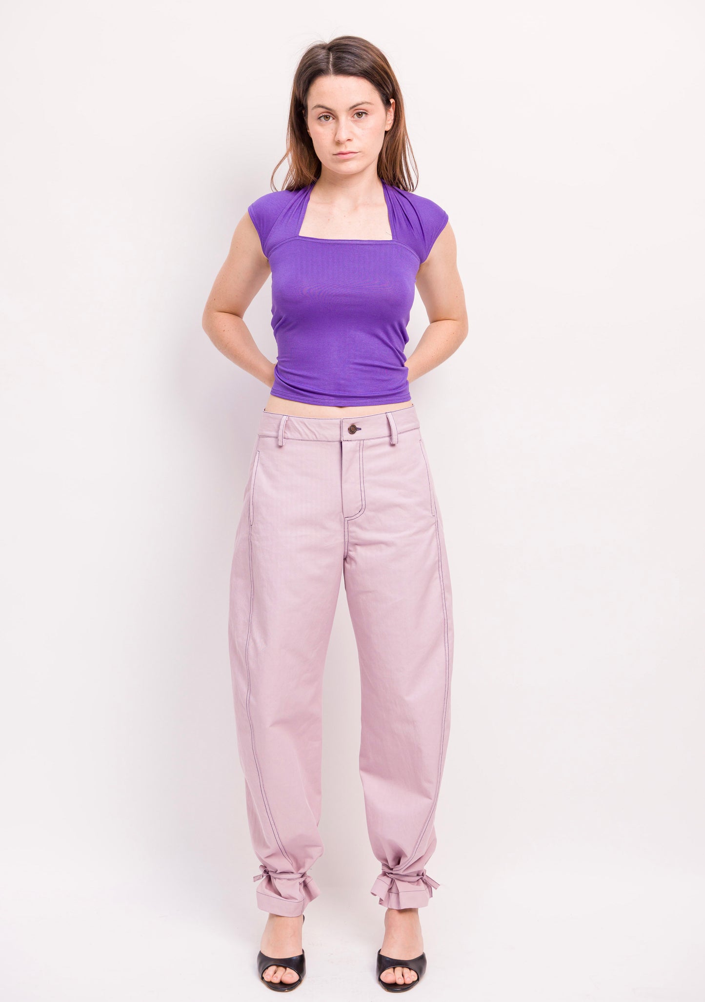 Pantalon Nelson coton lilas