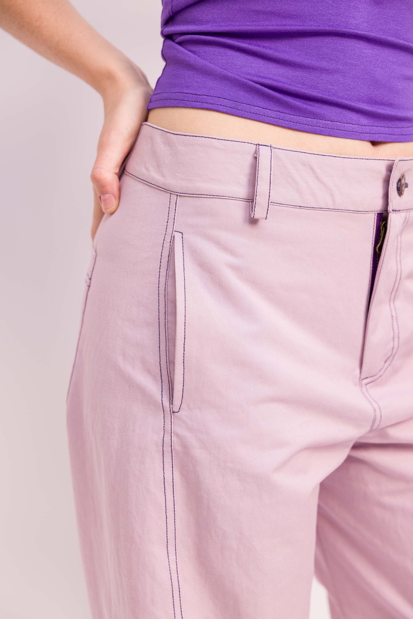 Pantalon Nelson coton lilas