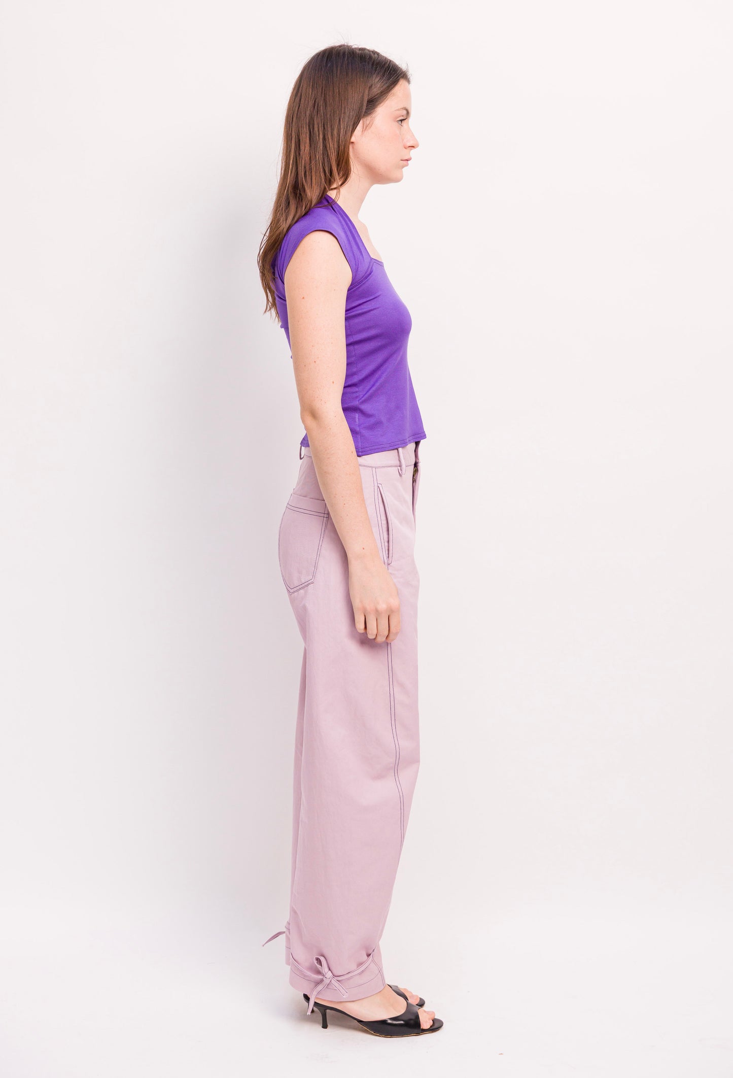 Pantalon Nelson coton lilas