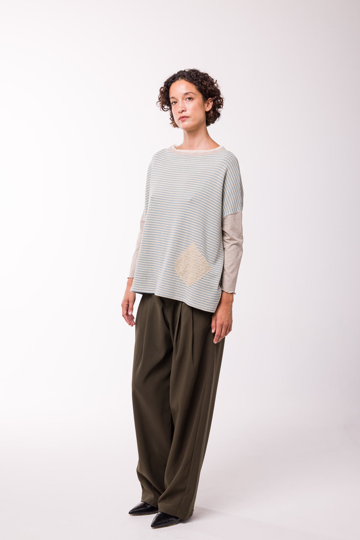 Pull Poches rayé bleu