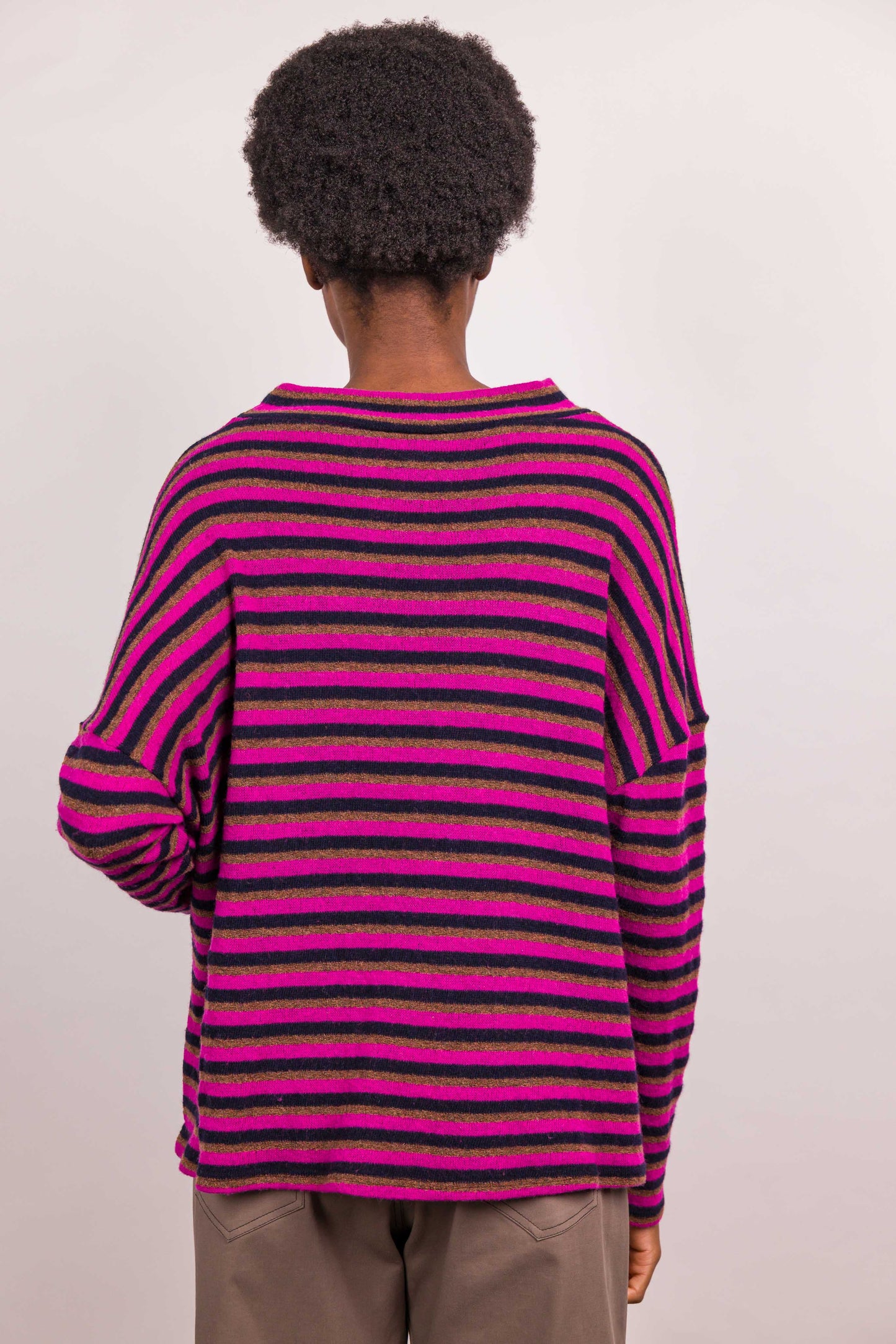 New Pull Poches rayé rose