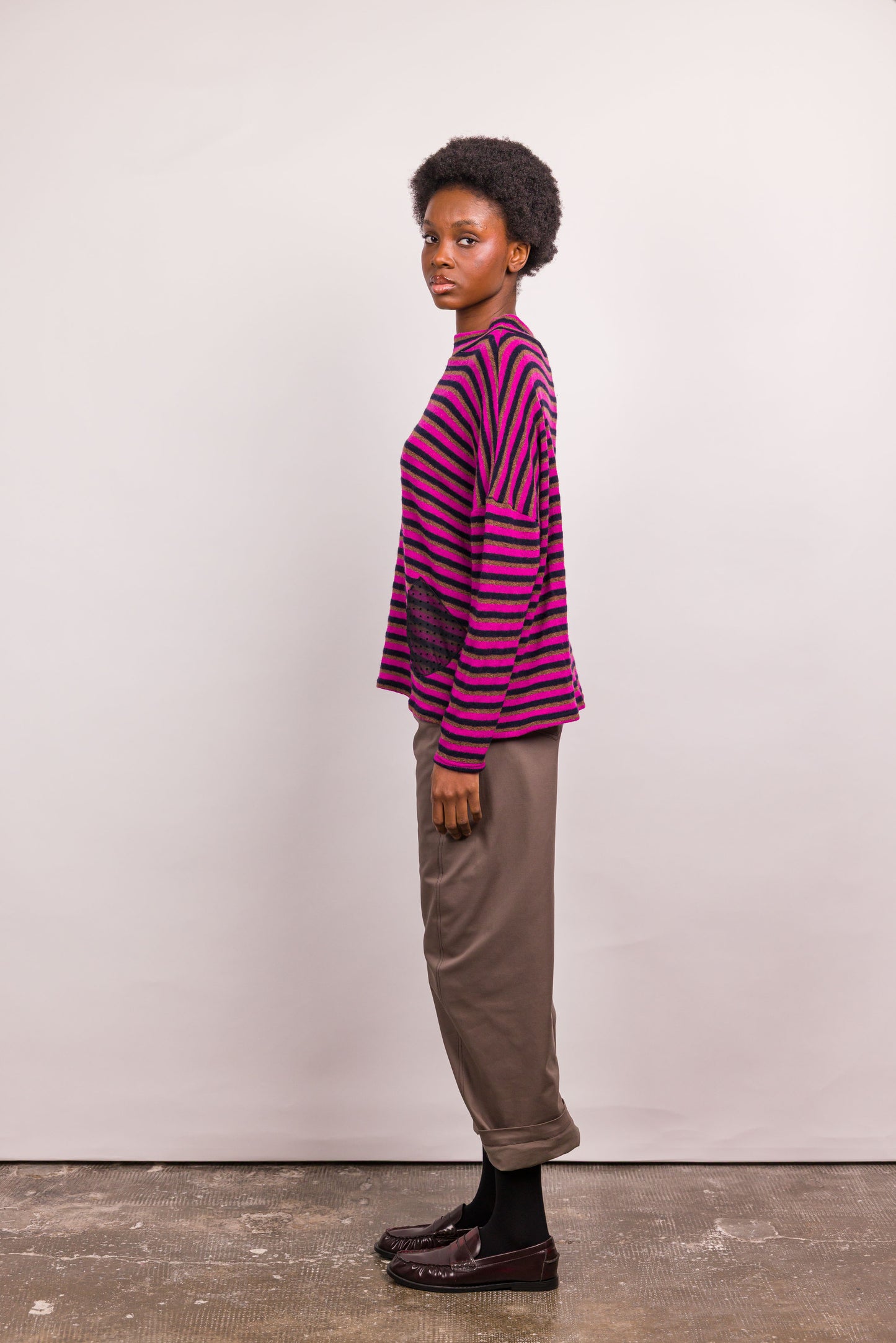 New Pull Poches rayé rose