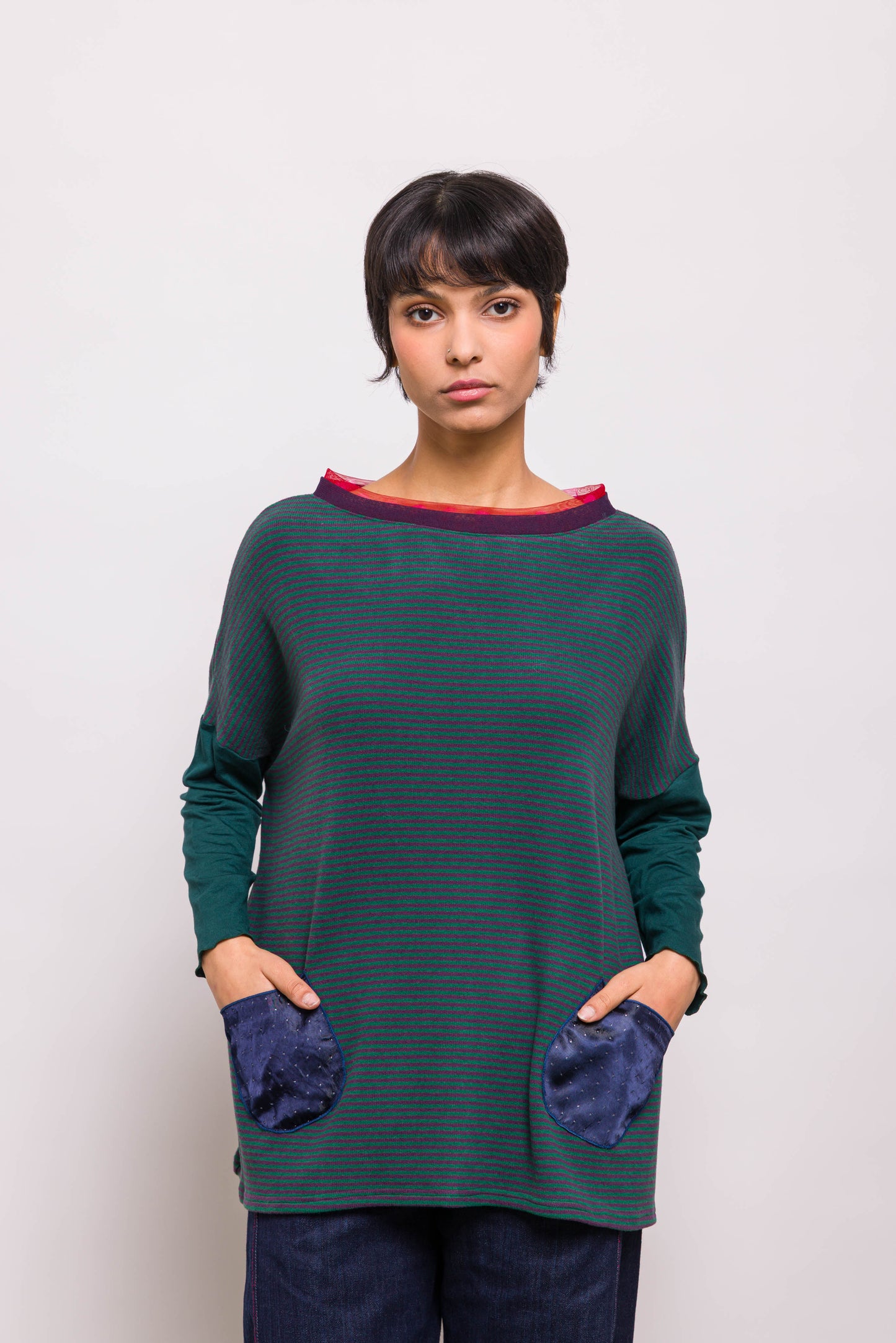 Pull Poches Rayé Vert