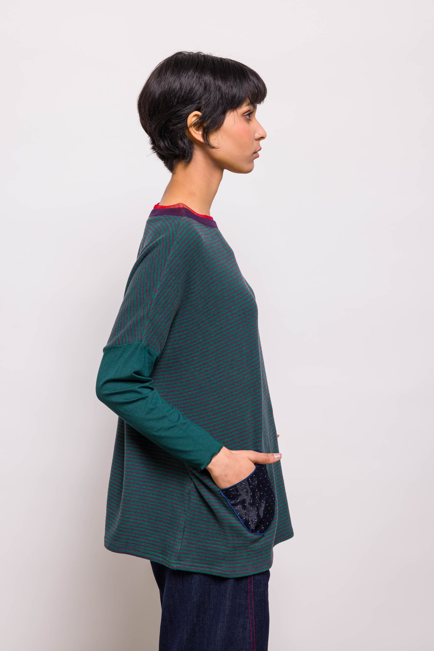 Pull Poches Rayé Vert