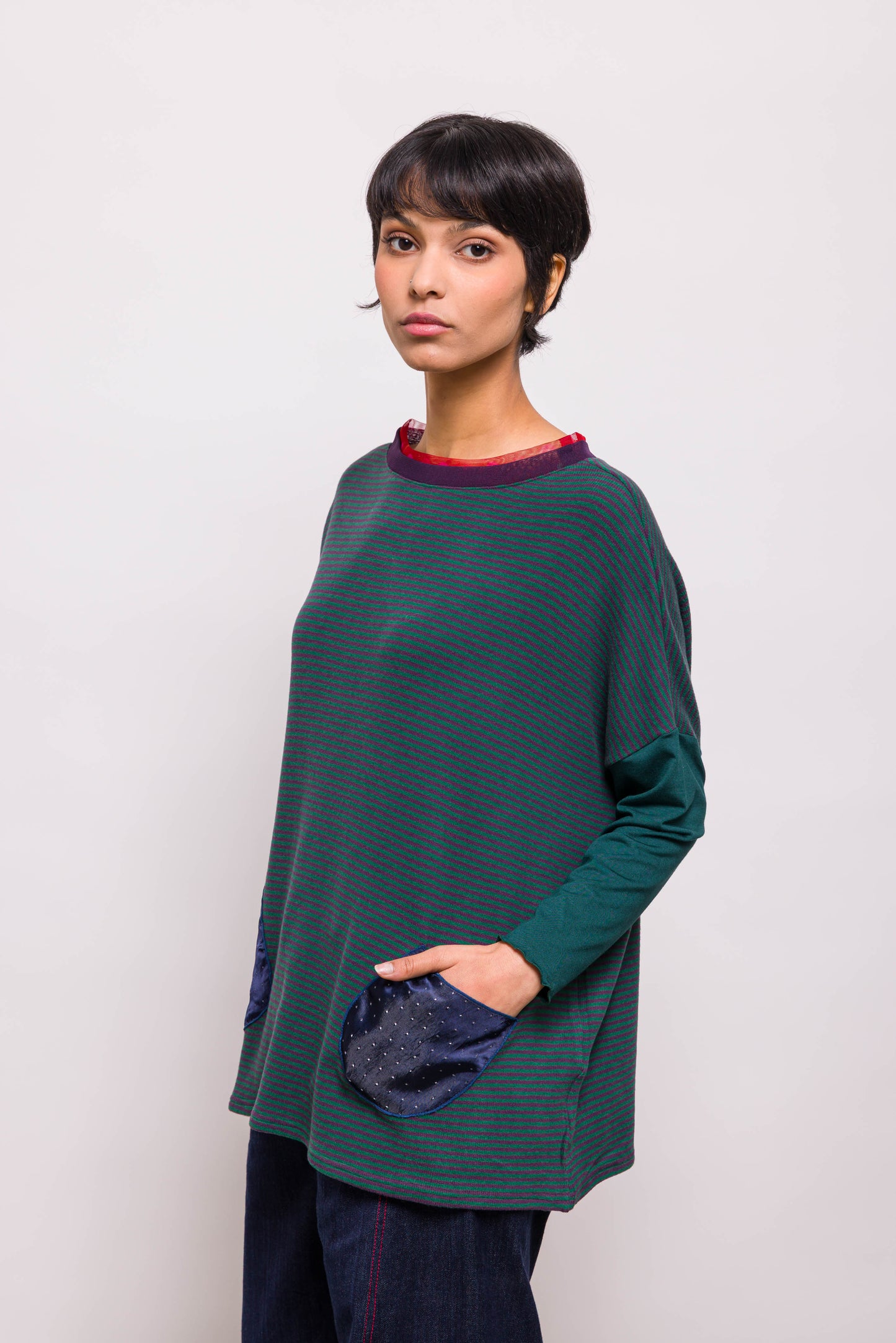 Pull Poches Rayé Vert