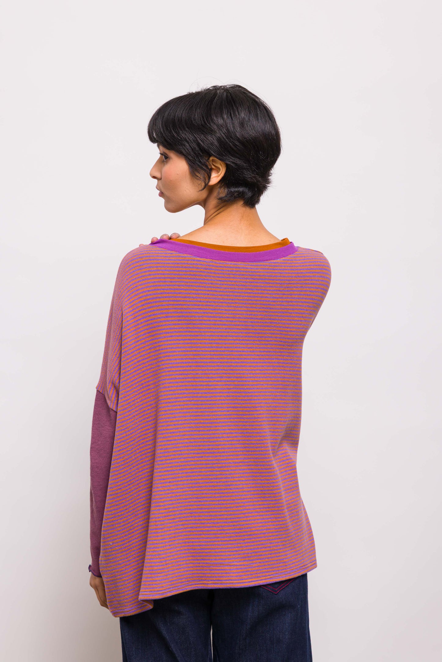 Pull Poches Rayé Violet