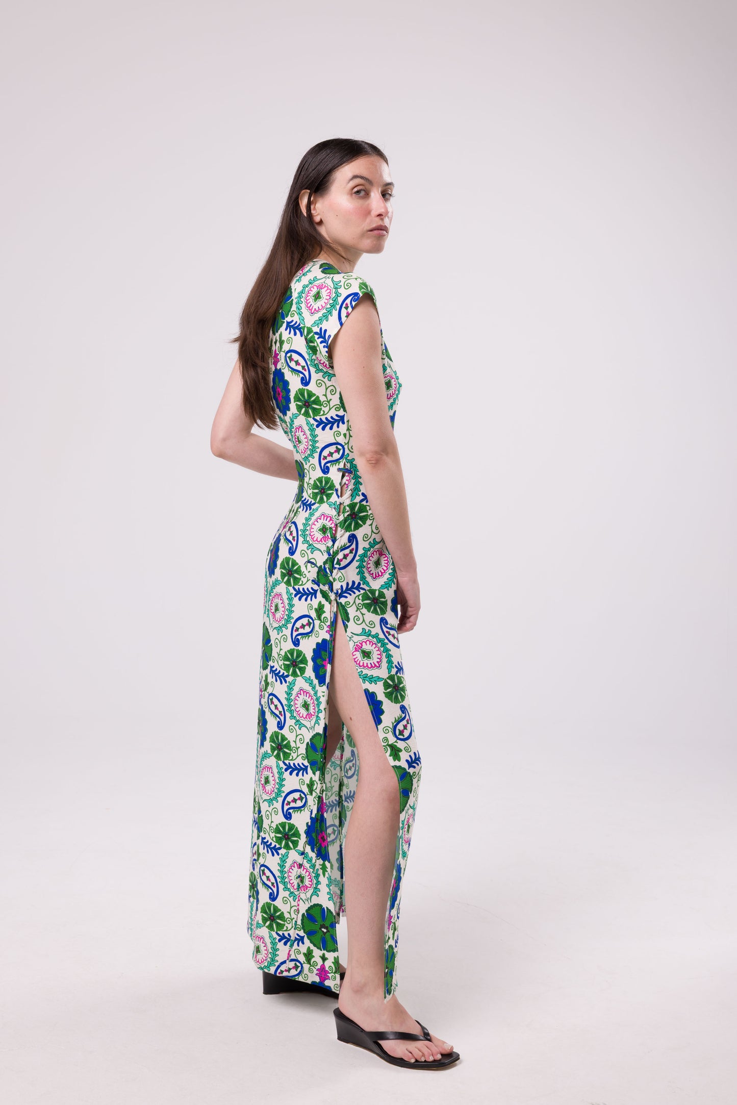 Robe Alba fleurs vertes