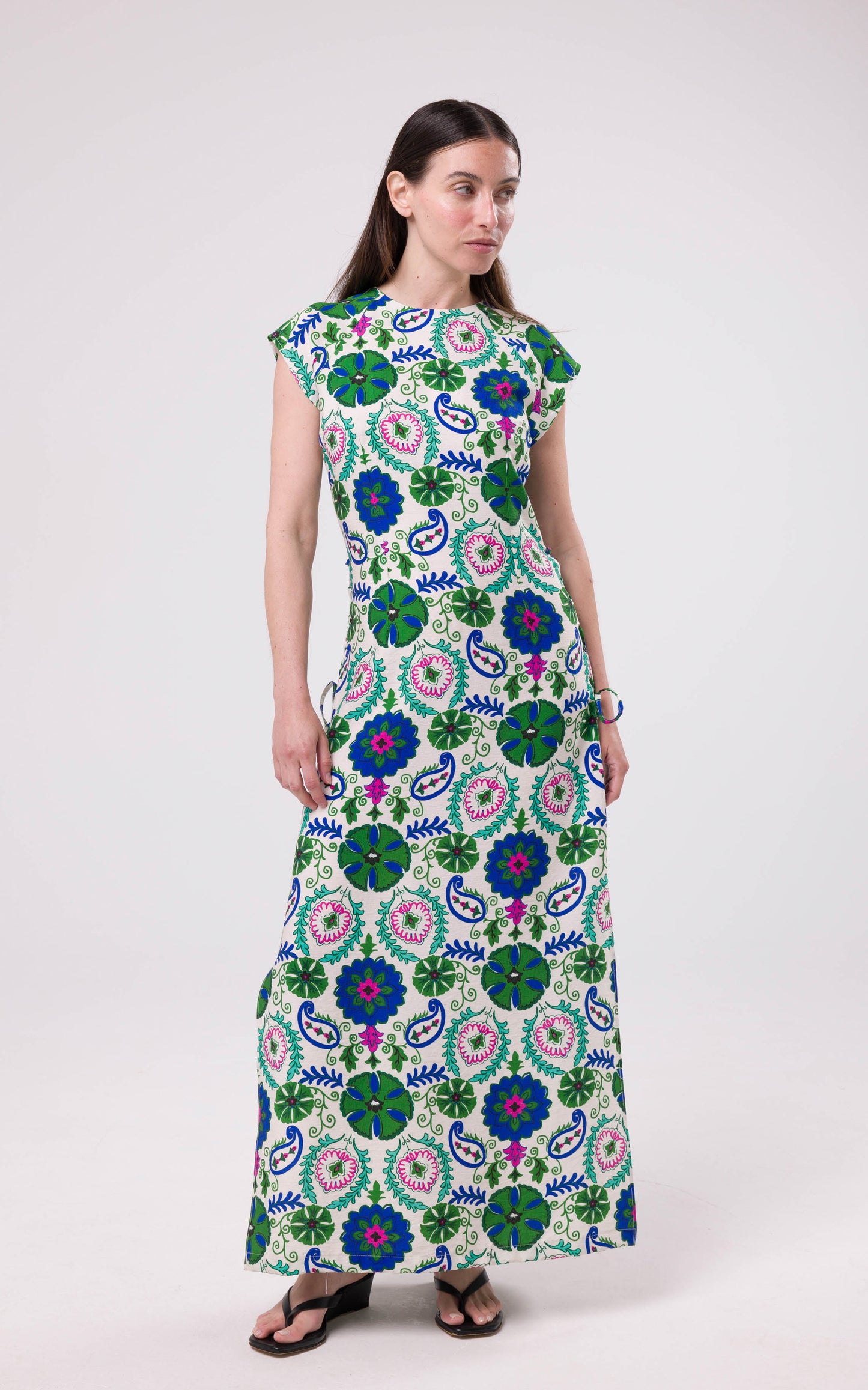Robe Alba fleurs vertes