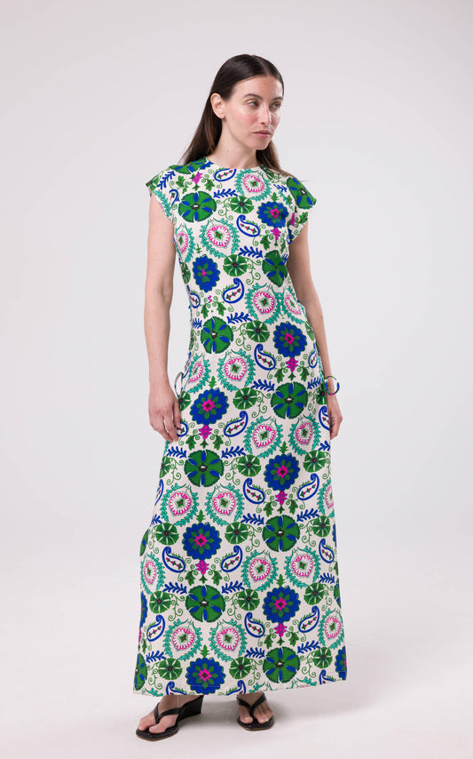 Robe Alba fleurs vertes