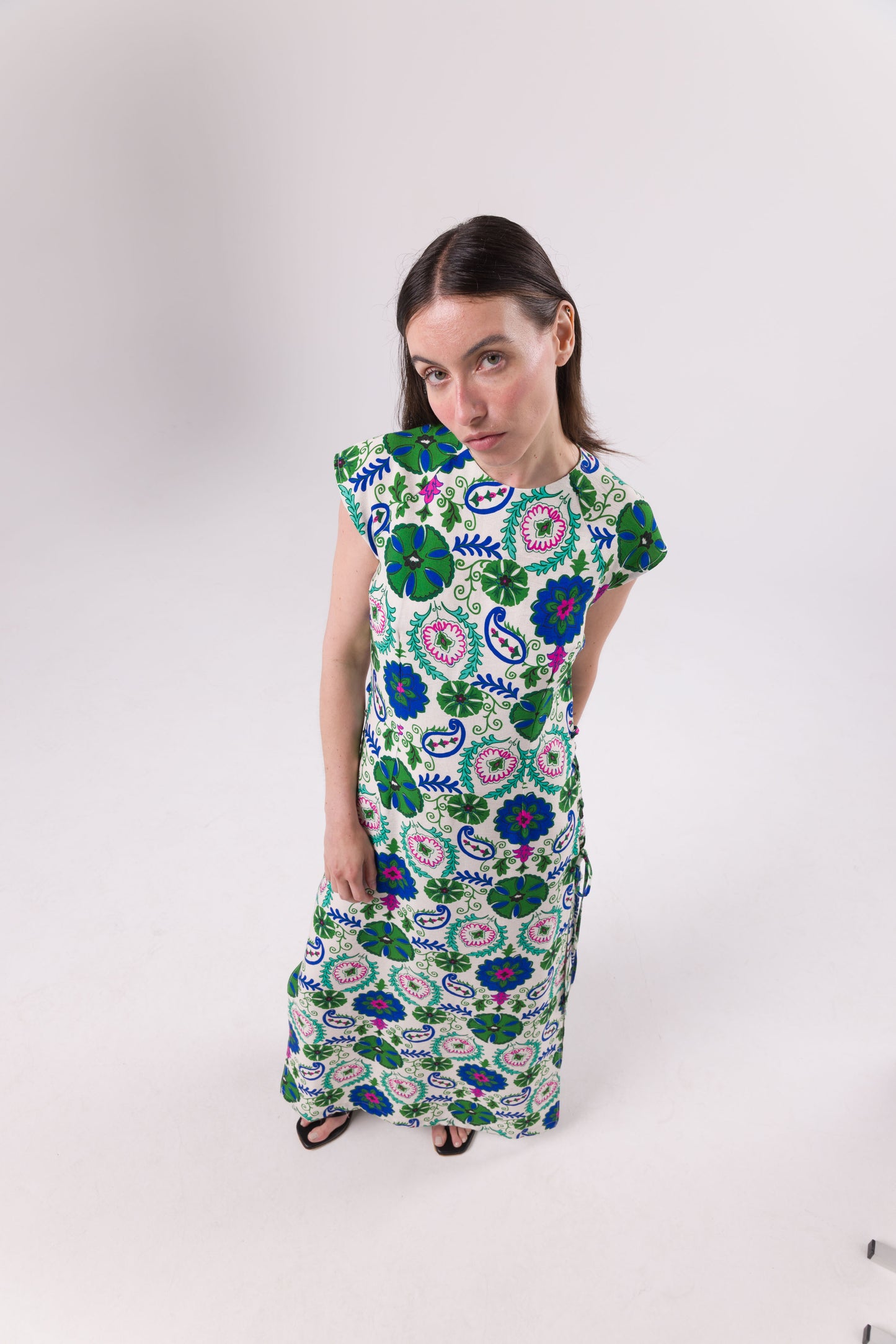 Robe Alba fleurs vertes