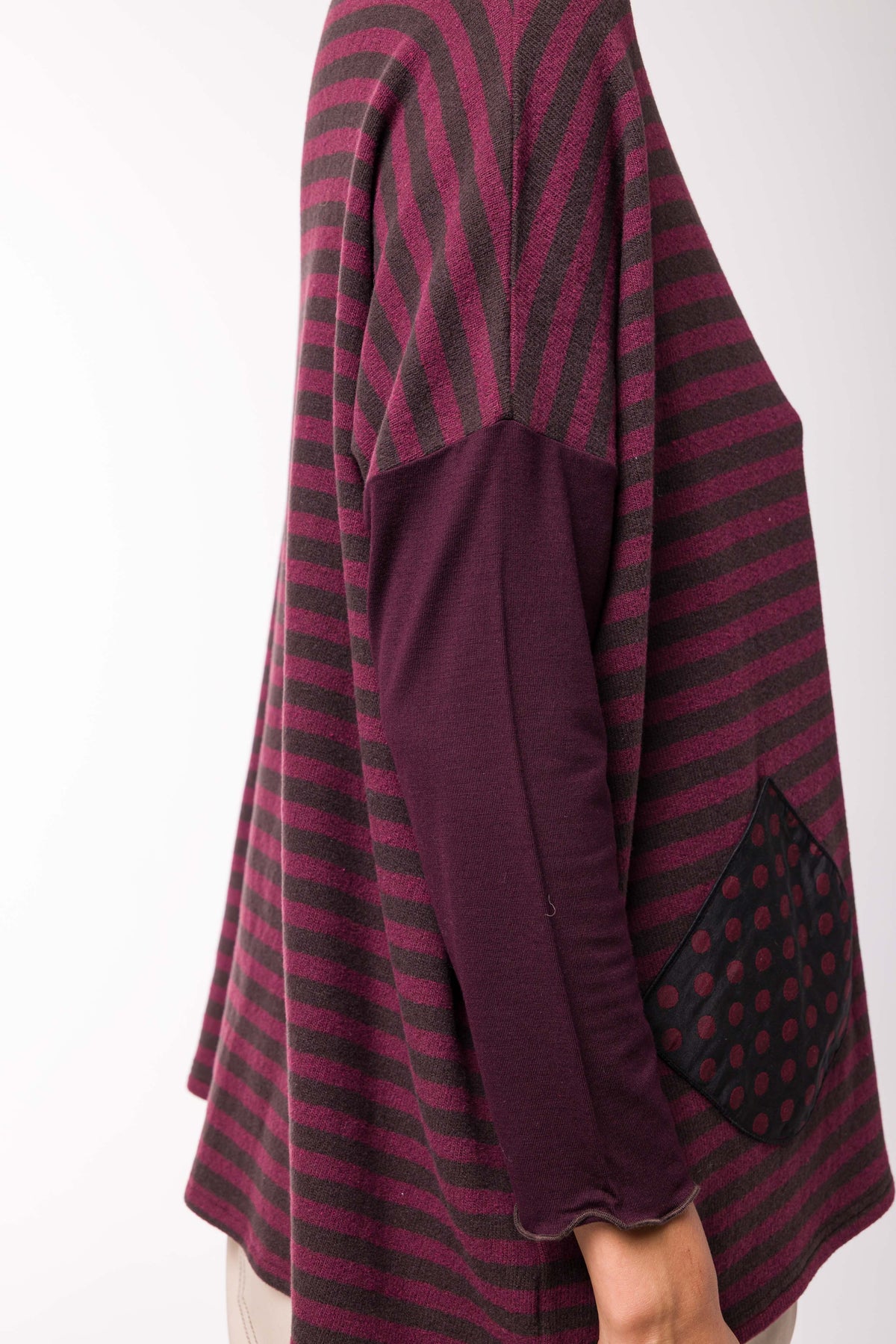 Pull Poches rayé choco