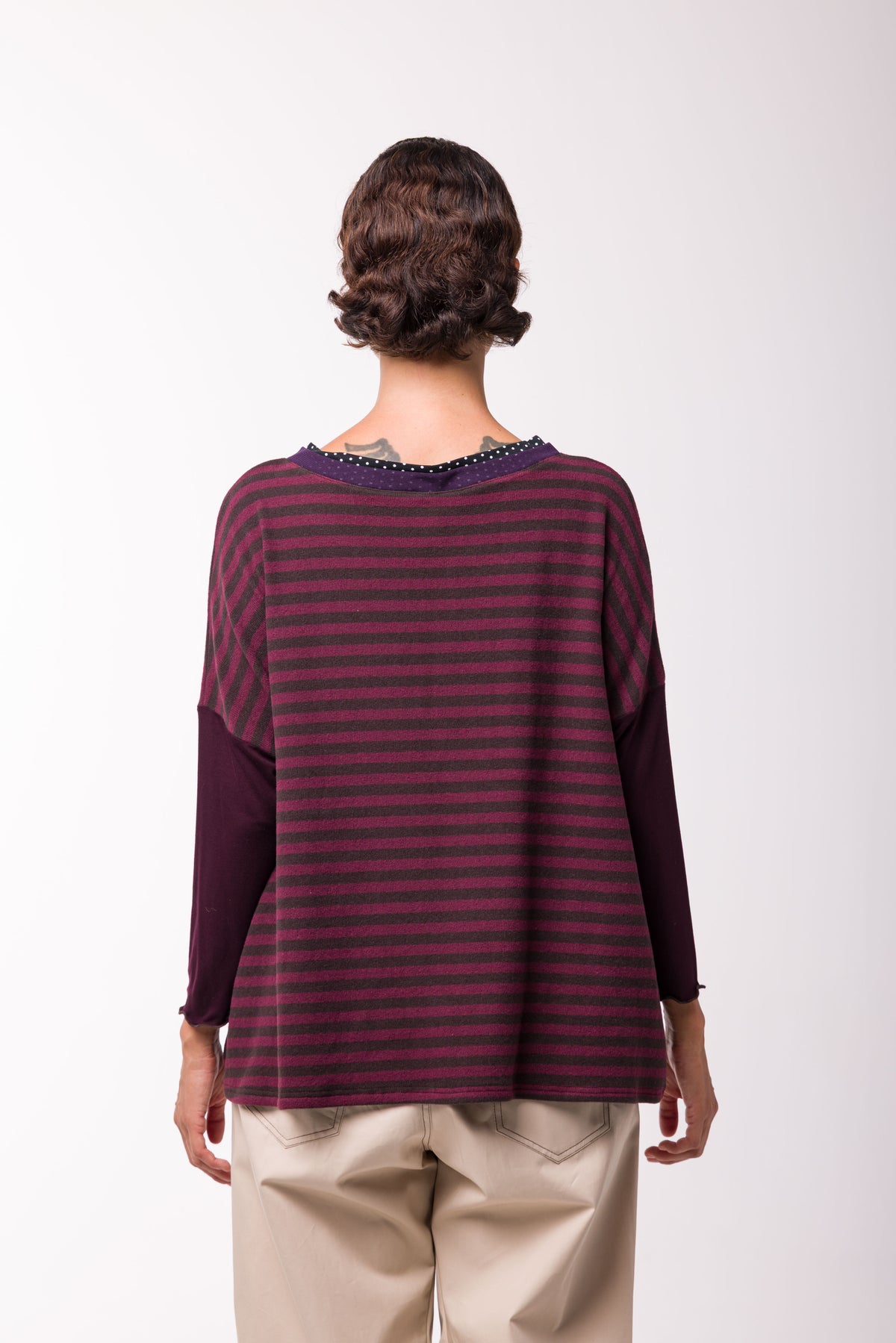 Pull Poches rayé choco