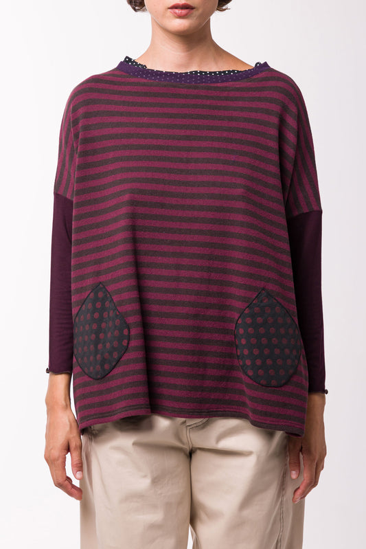 Pull Poches rayé choco