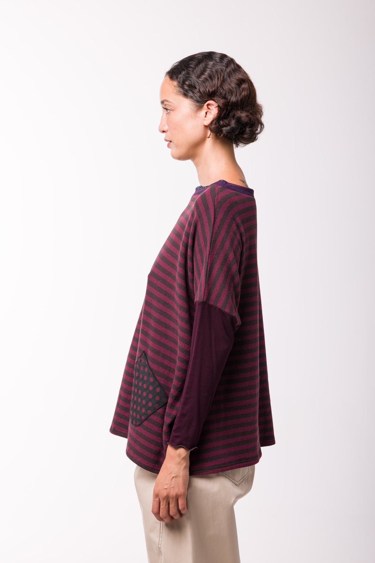 Pull Poches rayé choco