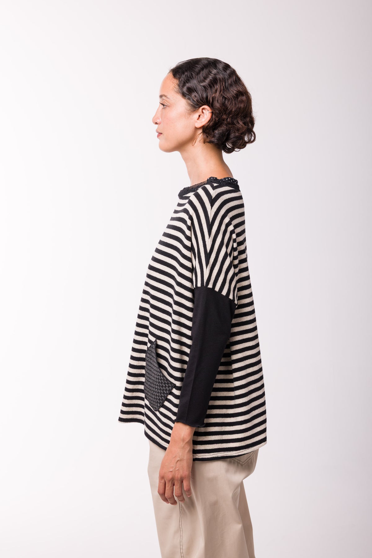Pull Poches rayé n&b