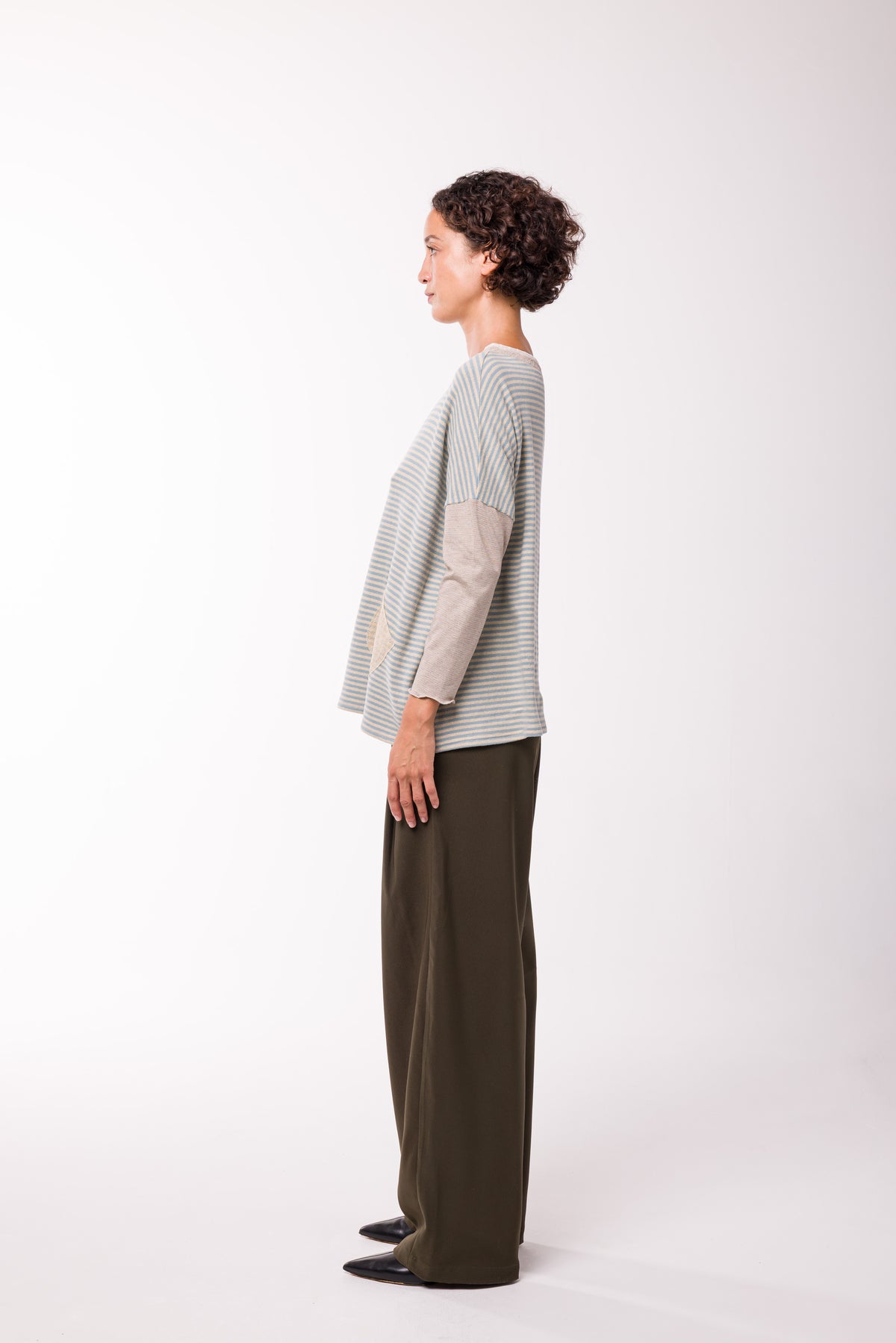 Pull Poches rayé bleu
