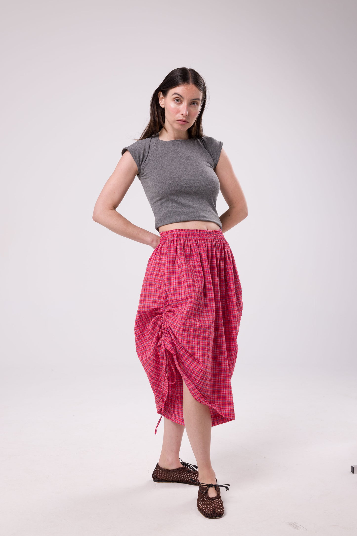 Short ThaÏs carreaux rouge