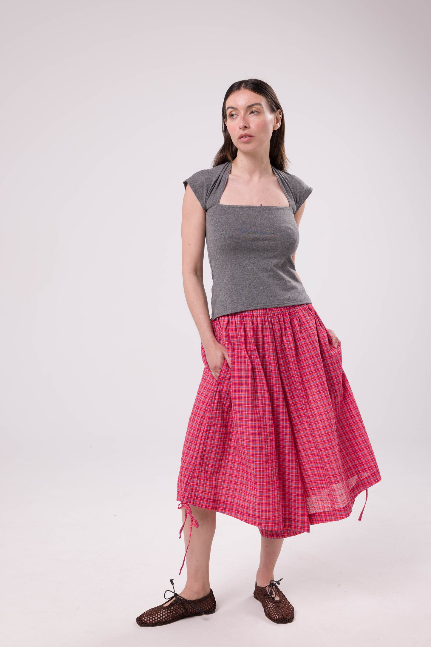 Short ThaÏs carreaux rouge
