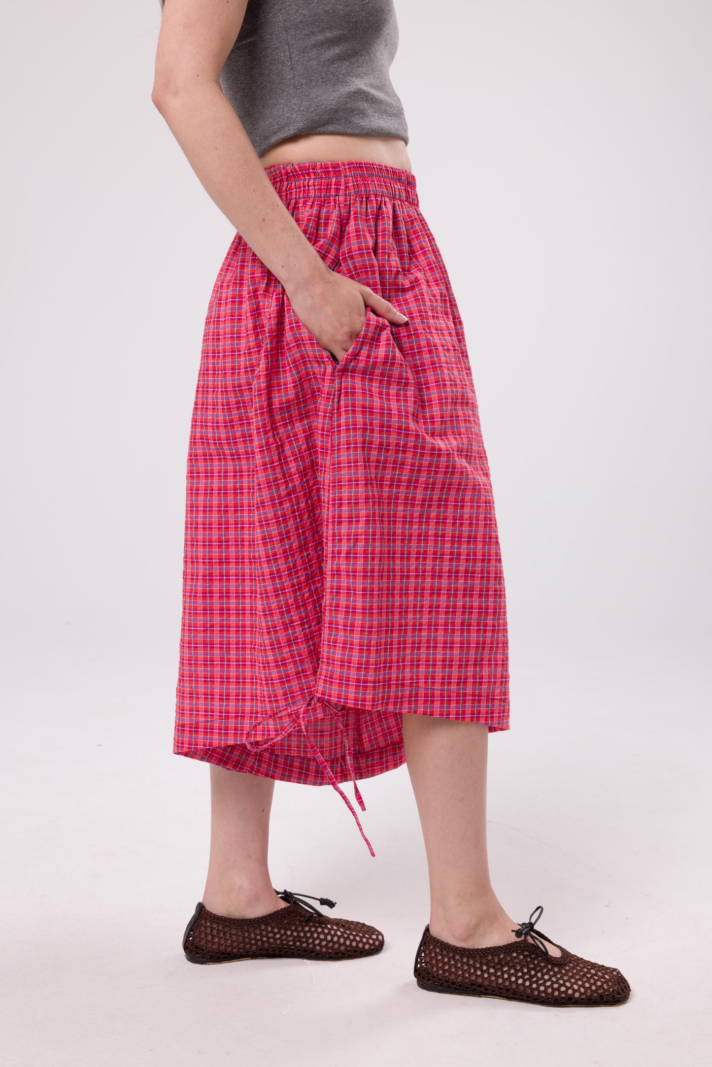 Short ThaÏs carreaux rouge