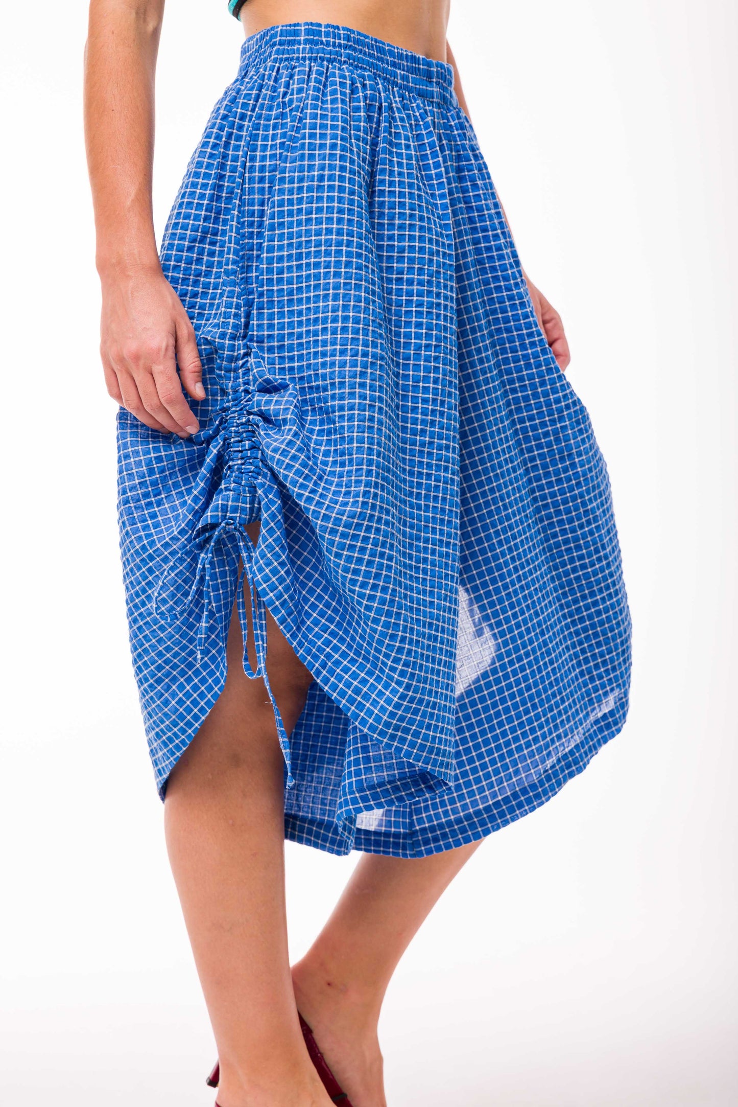 Short Thaïs carreaux bleu
