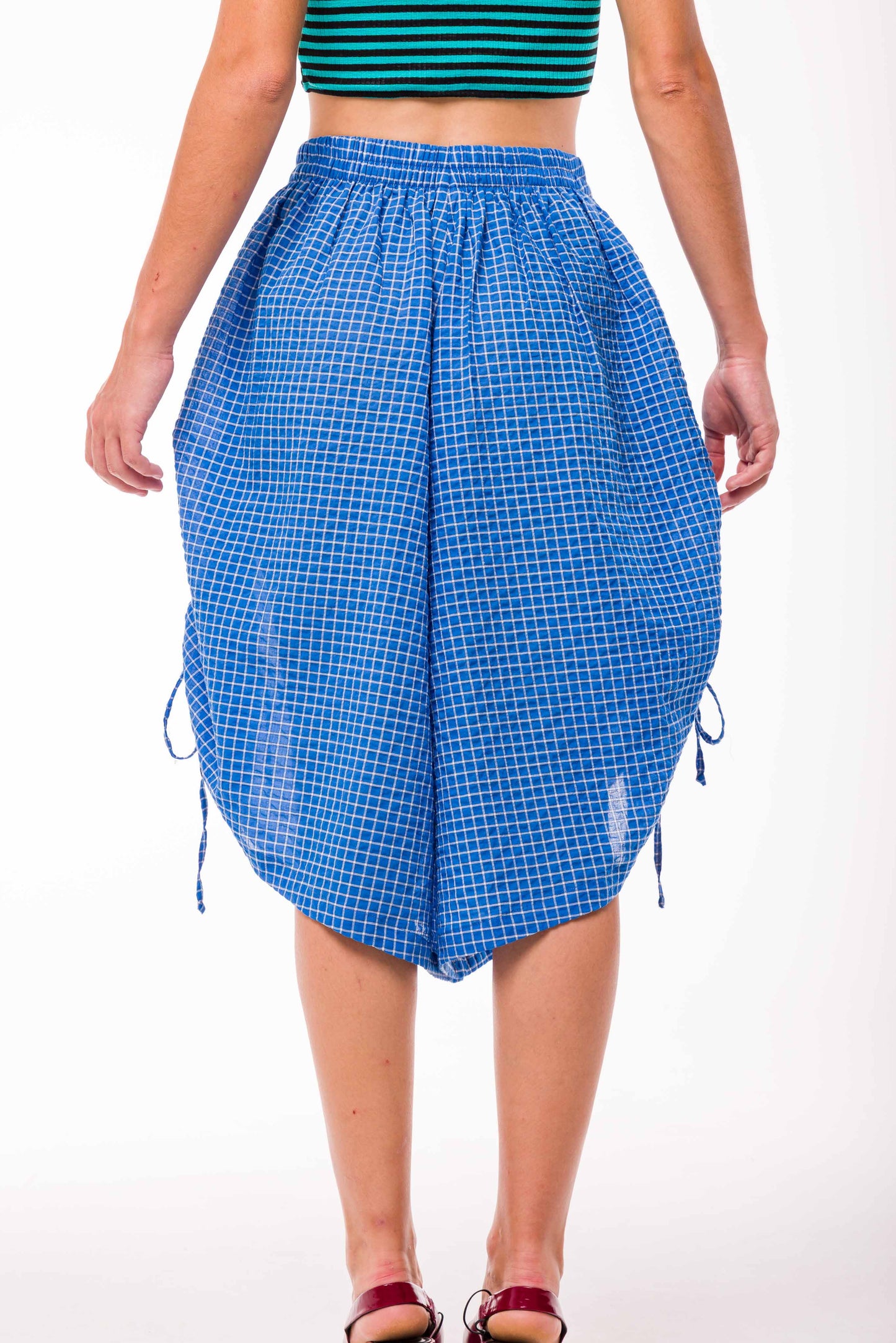 Short Thaïs carreaux bleu