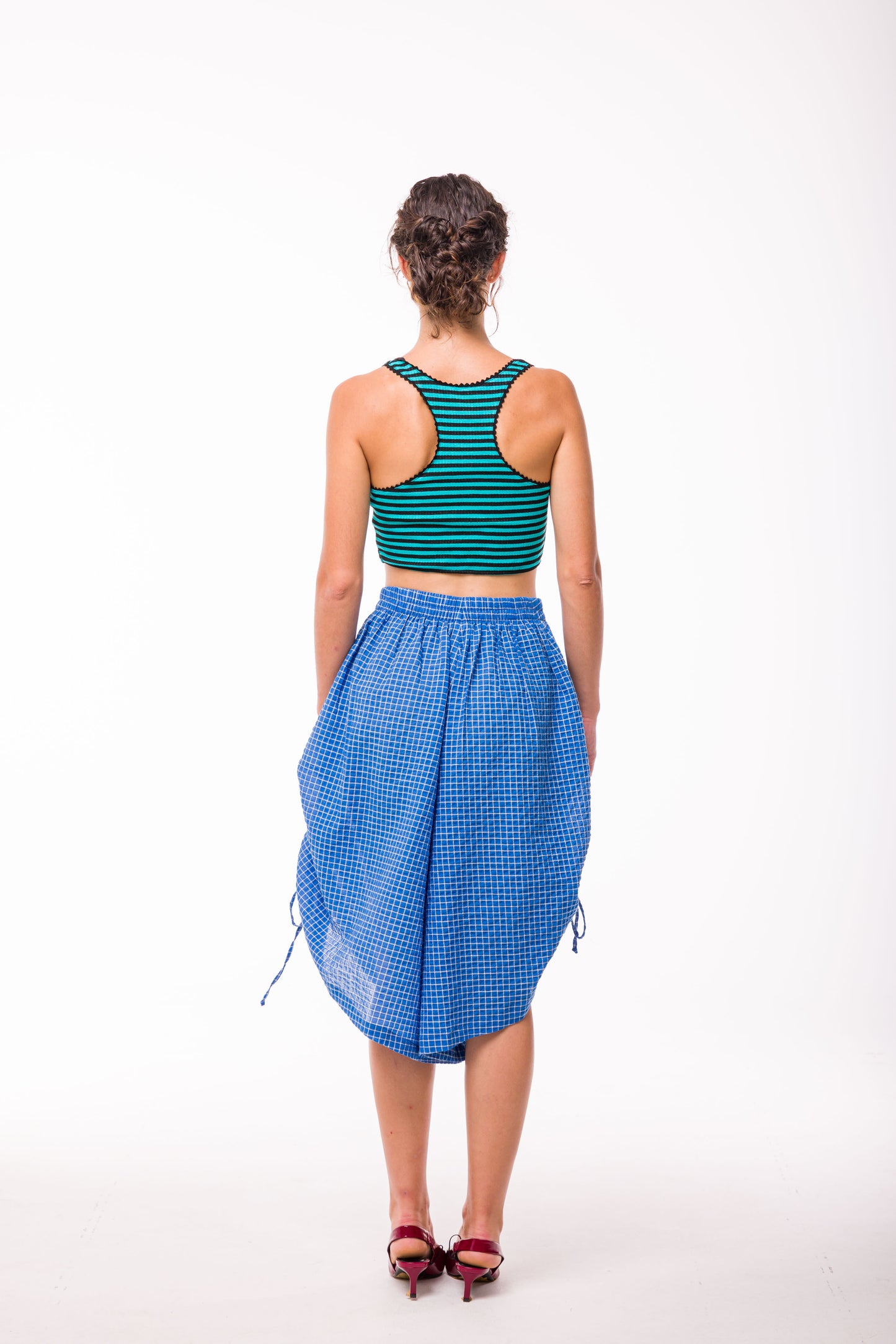 Short Thaïs carreaux bleu