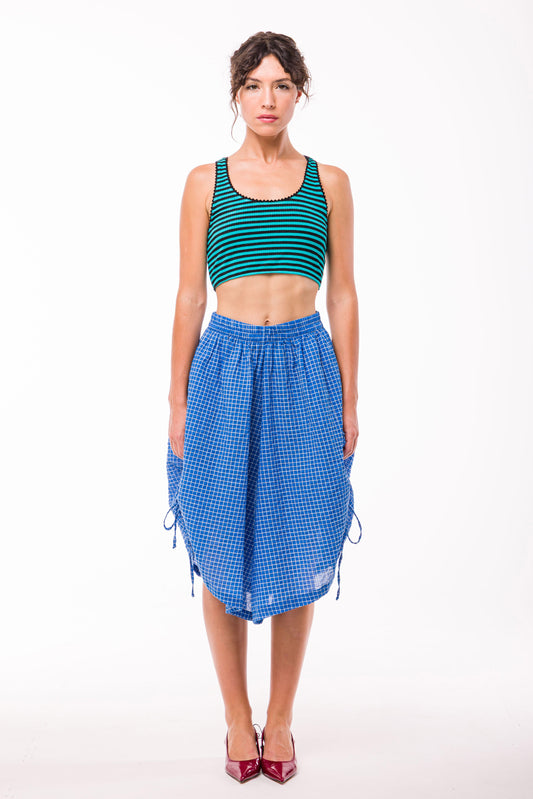 Short Thaïs carreaux bleu