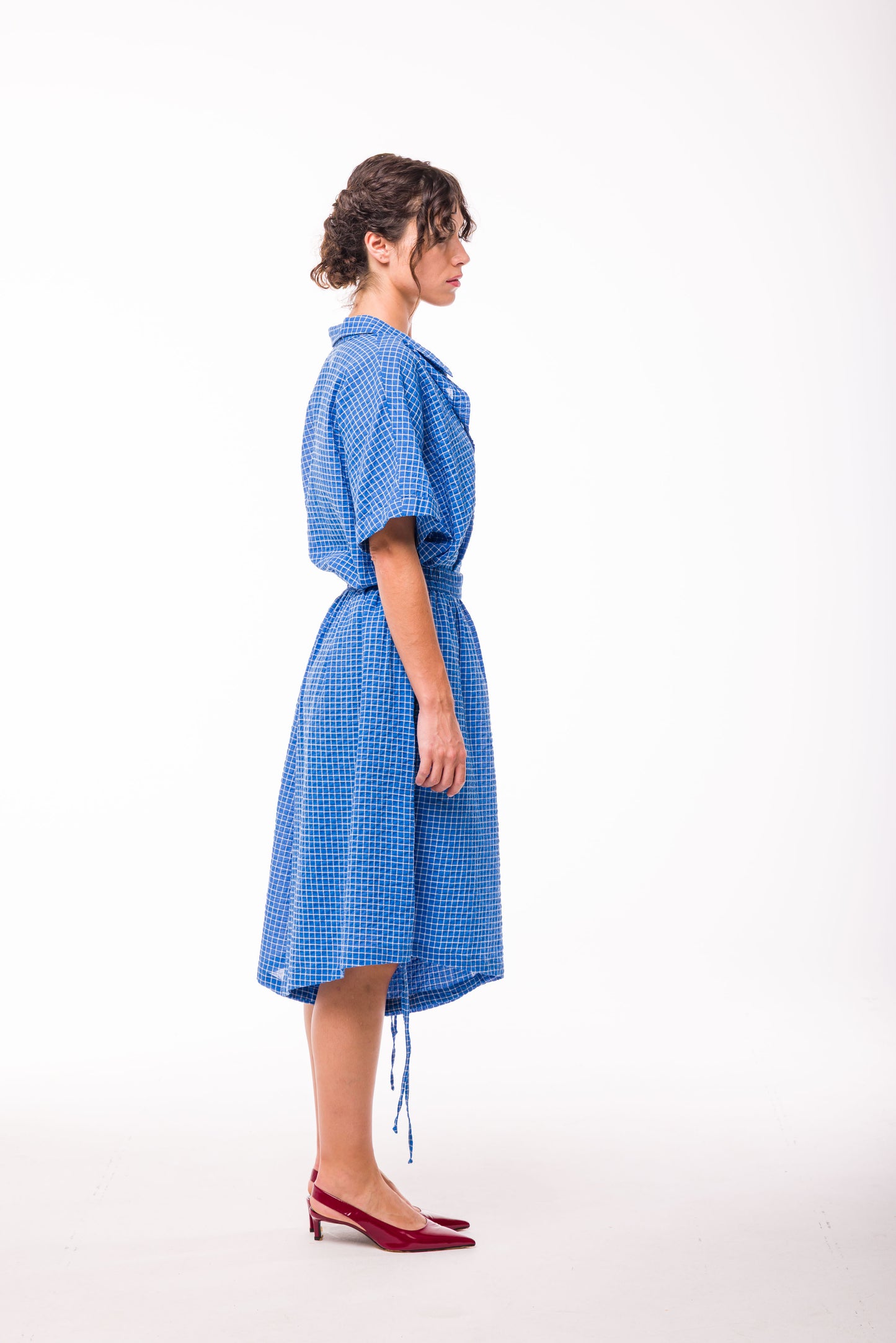 Short Thaïs carreaux bleu