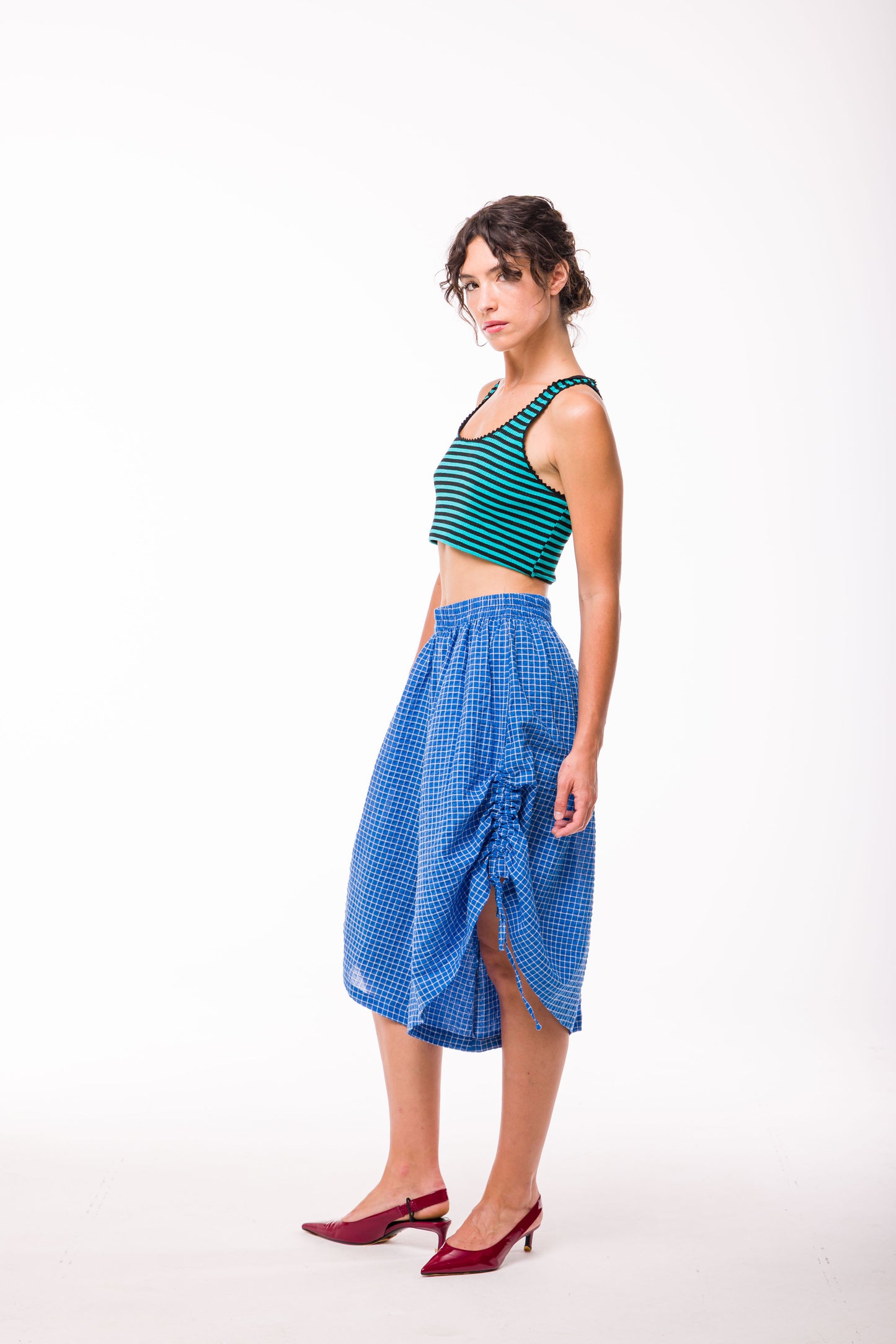 Short Thaïs carreaux bleu